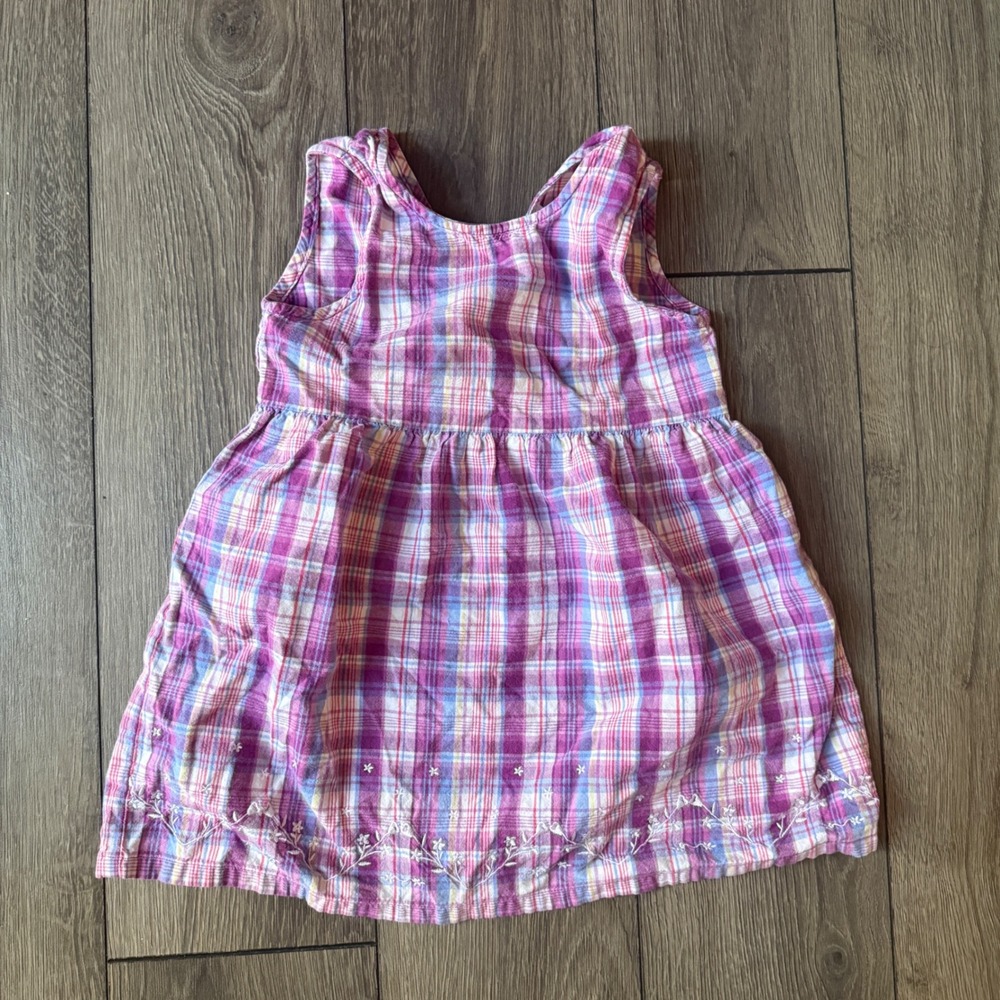 McKids y2k vintage Girls 4T‎ Plaid Dress Wild Iris Floral Embroidered